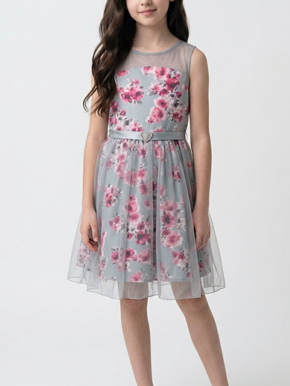 Lily Rose Girls Floral Sparkle Tulle Special Occasion Party Dress Size 10